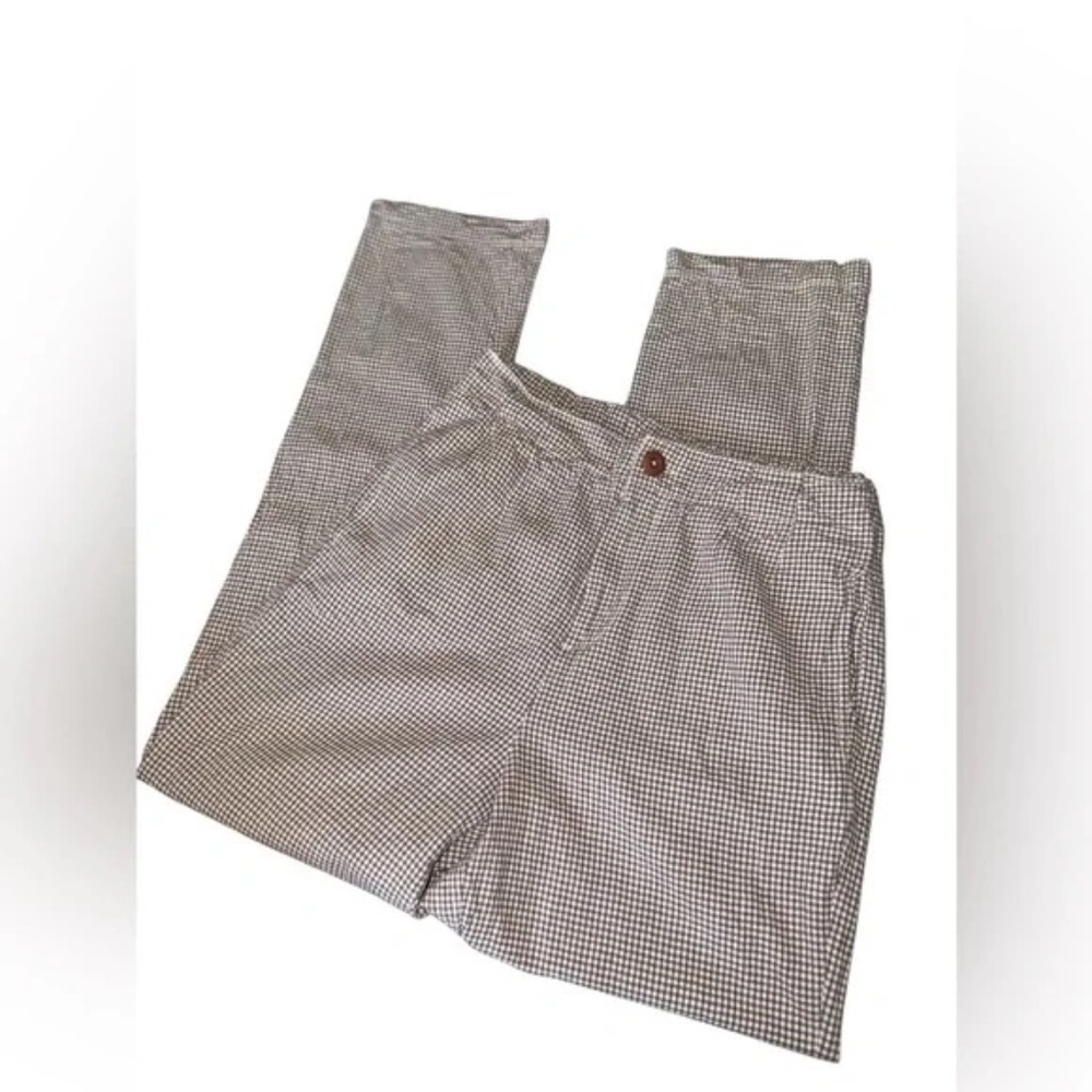 FREE PEOPLE Kate Plaid Straight Leg Pant in Brown & White in Size Small - Picture 7 of 8